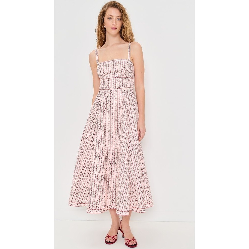 Hill House The Margot Dress Emma Ikat Stripe Pink Multi Size Large Midi